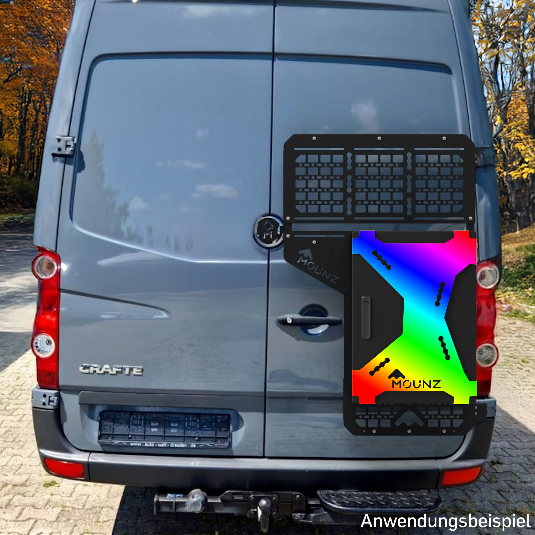 MOUNZ Heckträger und Heckbox VW Crafter Sonderlackierung MOUNZ Heckträger und Heckbox VW Crafter Sonderlackierung